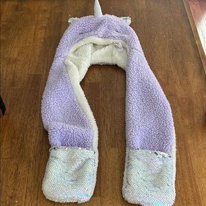 Purple Unicorn Kids Scarf with hand inserts